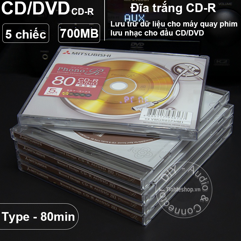 Đĩa CD Phono-R 700Mbps Misubitshi type-80 Model - VMUR80PHM1 (5 chiếc ...