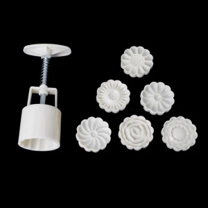 Cc Khuôn Bánh Trung Thu Khuôn Với 6 Chiếc Tem Hoa Tròn Bánh Ngọt Bánh Trung Thu Tay DIY Dụng Cụ
