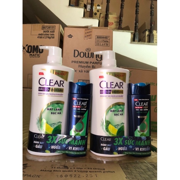 Dầu Gội Clear Sạch Gàu 880ml Mát Lạnh Bạc Hà 3x Sức Mạnh Đánh Bay Gàu, Ngứa, Vi Khuẩn
