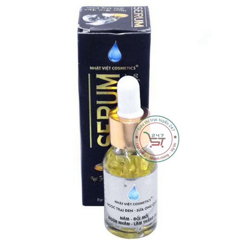 Serum Nám Tàn nhang Ngừa nhăn Đồi mồi Trắng da Ngọc Trai Đen Sữa ong chúa Nhật Việt 20ml (Đen)