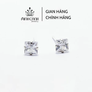 Khuyên Tai Bạc Ta Nụ Đá Vuông - Minh Canh Jewelry