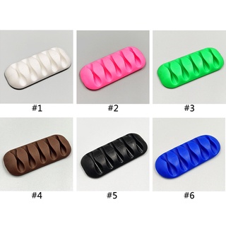 Thanh silicon 5 khe / 5 lỗ gắn cố định dây cáp sạc, dây điện,tai nghe, sắp xếp gọn gàng dây nhợ cho bàn làm việc, xe hơi