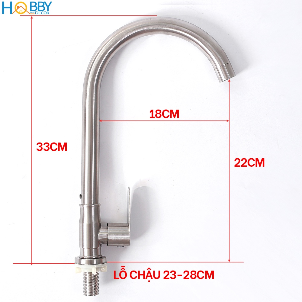Ảnh Vòi rửa chén bát lạnh gắn chậu inox 304 xoay tròn Hobby home decor RL1 1