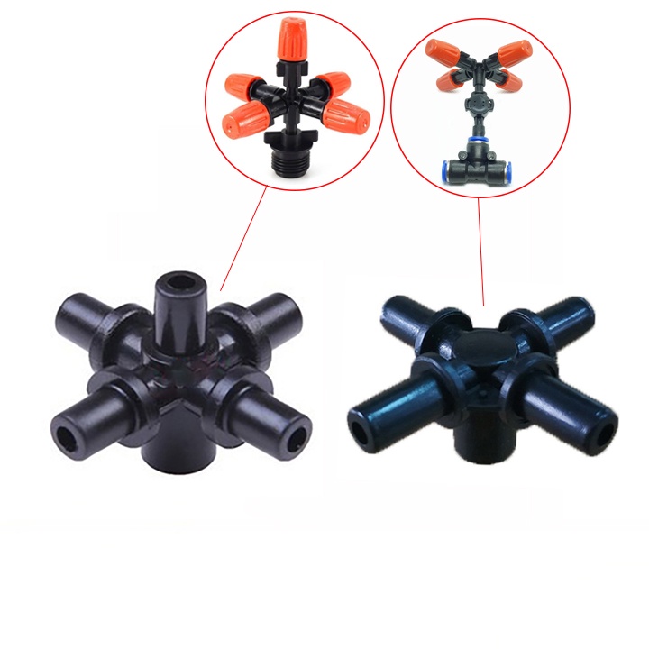Đầu chia nhánh béc phun sương không phải chia dây- đầu chia béc phun sương 4 hướng, 5 hướng, 6 hướng, 7 hướng
