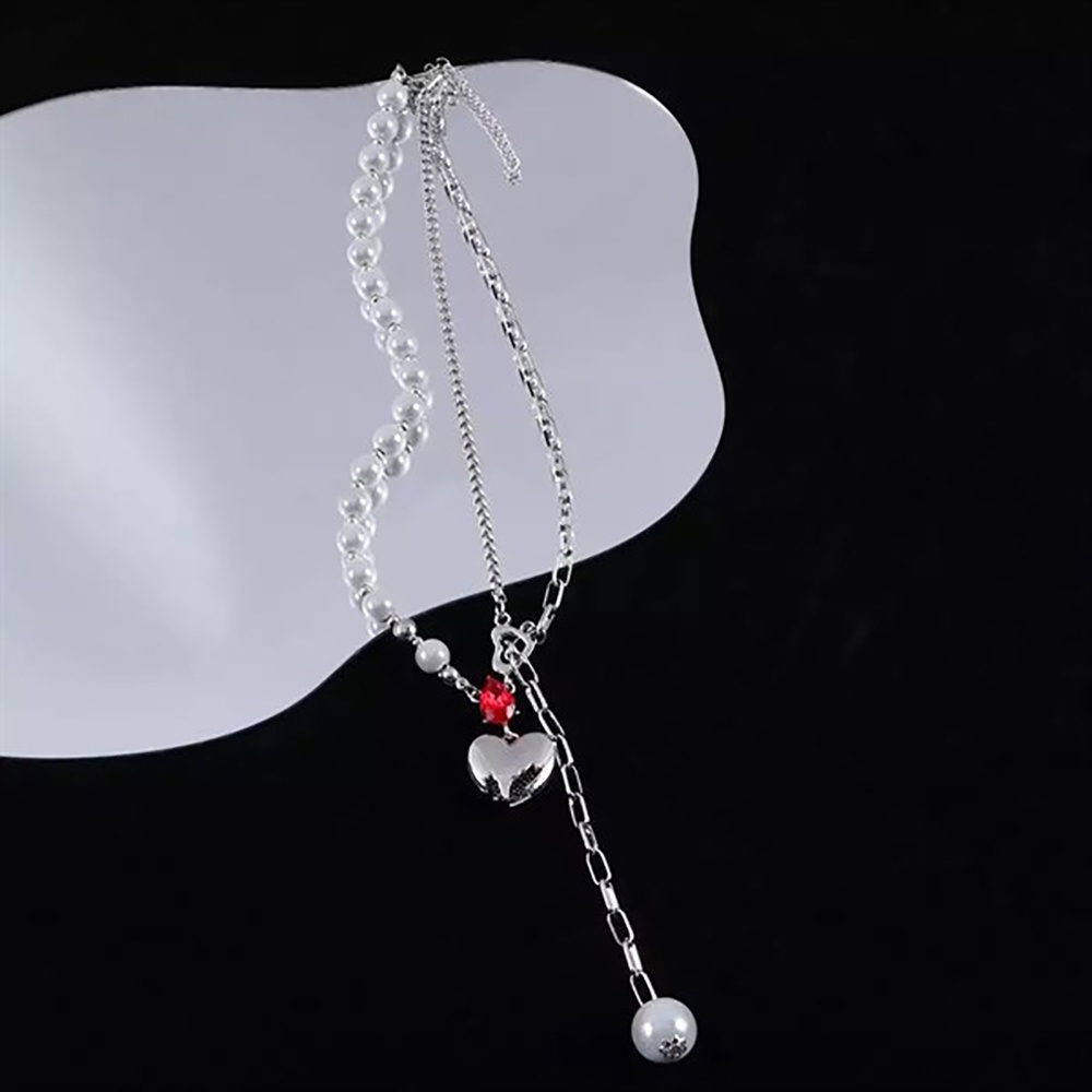Ảnh Vòng Cổ Mushroom Lee Ngọc Trai Dạ Quang Pha Lê Đỏ Broken Heart 2