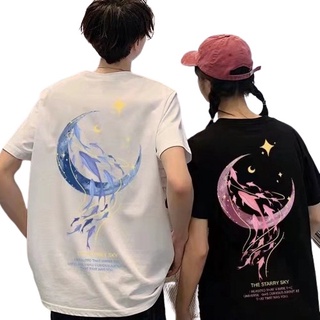Áo đôi nam nữ chất cotton in hình mặt trăng lưỡi liềm độc lạ