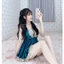 Đầm ngủ nữ vải satin, dáng xòe phối ren, tròng cổ, có mút ngực, mặc kèm quần trong kín đáo, có thắt dây ở phần ngực