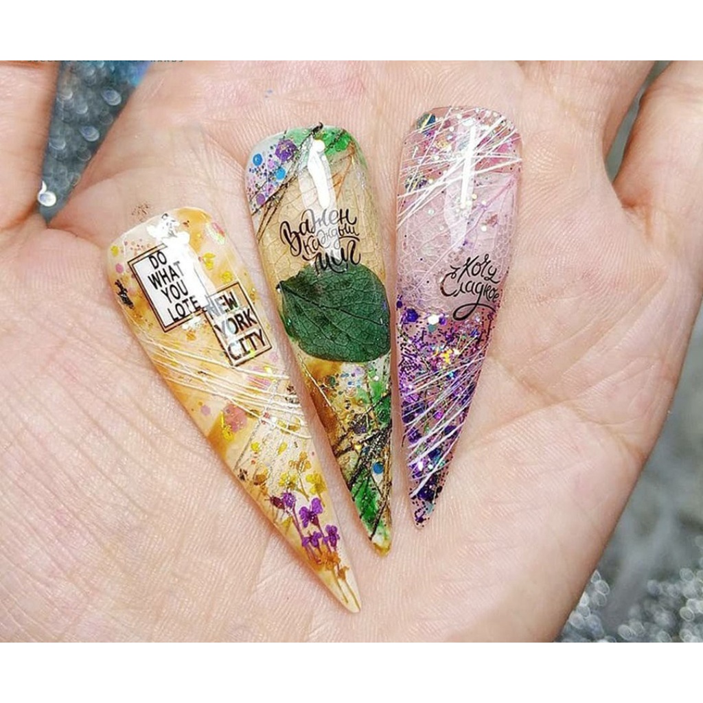 Hoa khô trang trí móng tay - Set 12 màu hoa khô nail, cánh hoa to và mỏng đắp ẩn theo phong cách Hàn Nhật