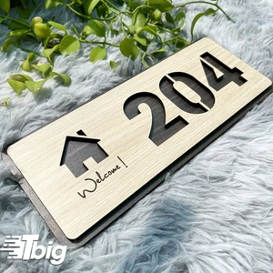 Bảng số nhà cắt khắc nội dung theo yêu cầu bangef gỗ 2 lớp có sẵn keo 2 mặt dám tường