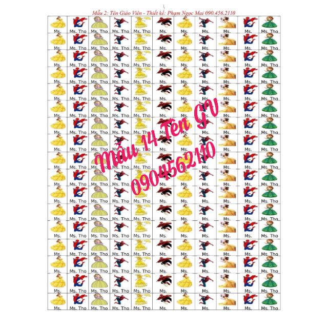 Sticker Tên GV (5 bảng 1 mẫu) | Shopee Việt Nam