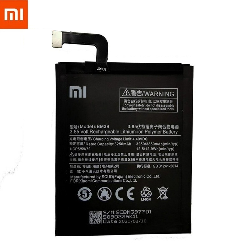 Batteria BM39 Compatibile Con Xiaomi Mi 6 (MCE16) - 3350 MAh, Ricambio Per Una Lunga Durata - 3
