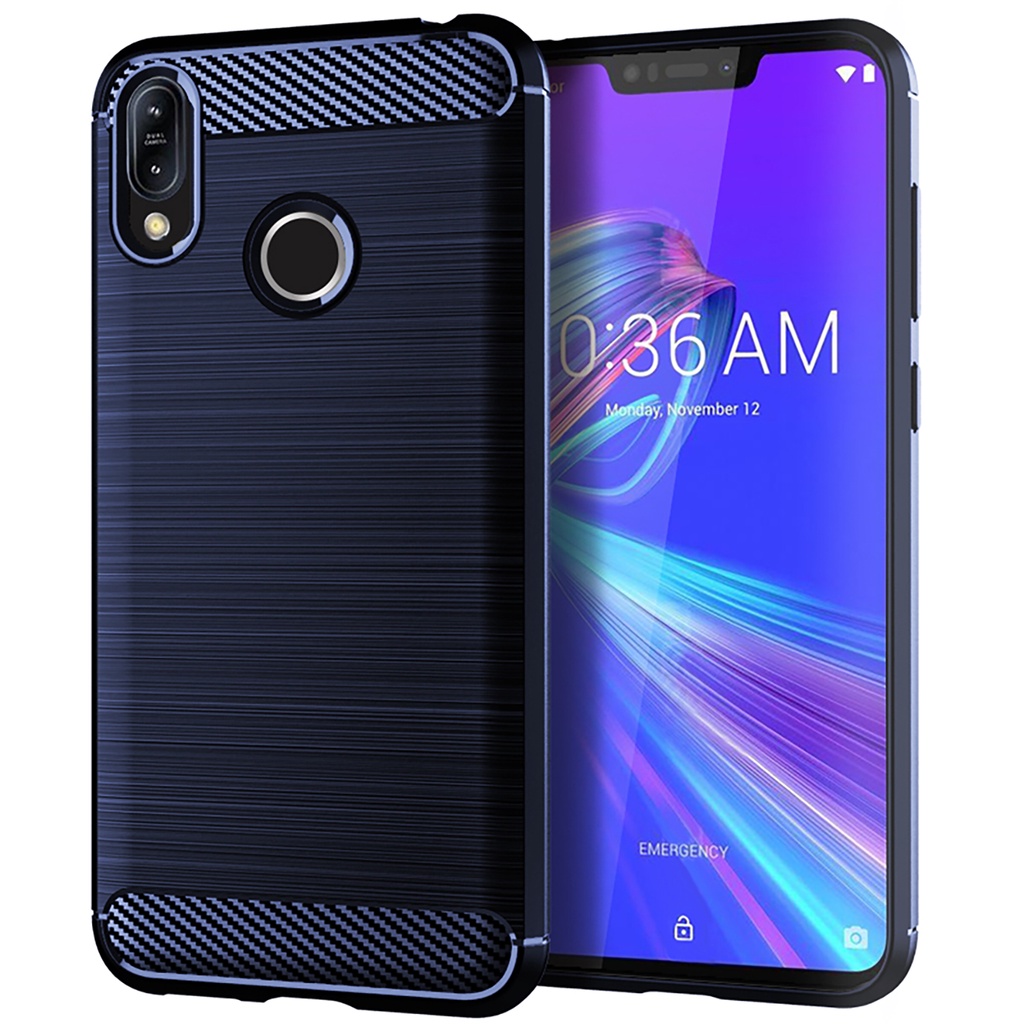 Sọc chải sợi Carbon ASUS Zenfone Max M2 ZB633KL X01AD Vỏ điện thoại tpu silicon mềm Vỏ bảo vệ chống sốc