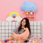 ST2 Kỳ Lân Macaroon Cầu Vồng Thái Mặt Trăng Mây Đệm Gối Ném Gối Mềm Đồ Chơi Giường Ghế Trang Trí Xe Cô Gái
