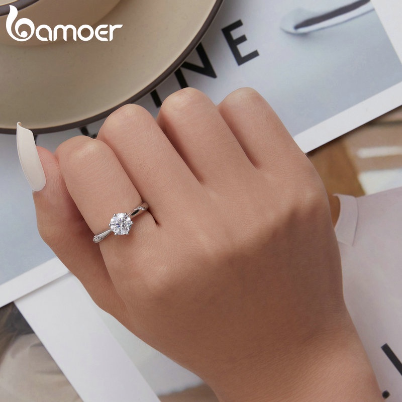 Nhẫn Bamoer Moissanite BạC 925 0.65 ThờI Trang Cho Nữ MSR003-6