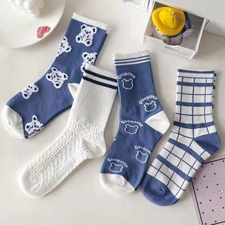 Bít Tất Nữ Cổ Cao Nhiều Màu Trắng Đen Thể Thao Cute T03