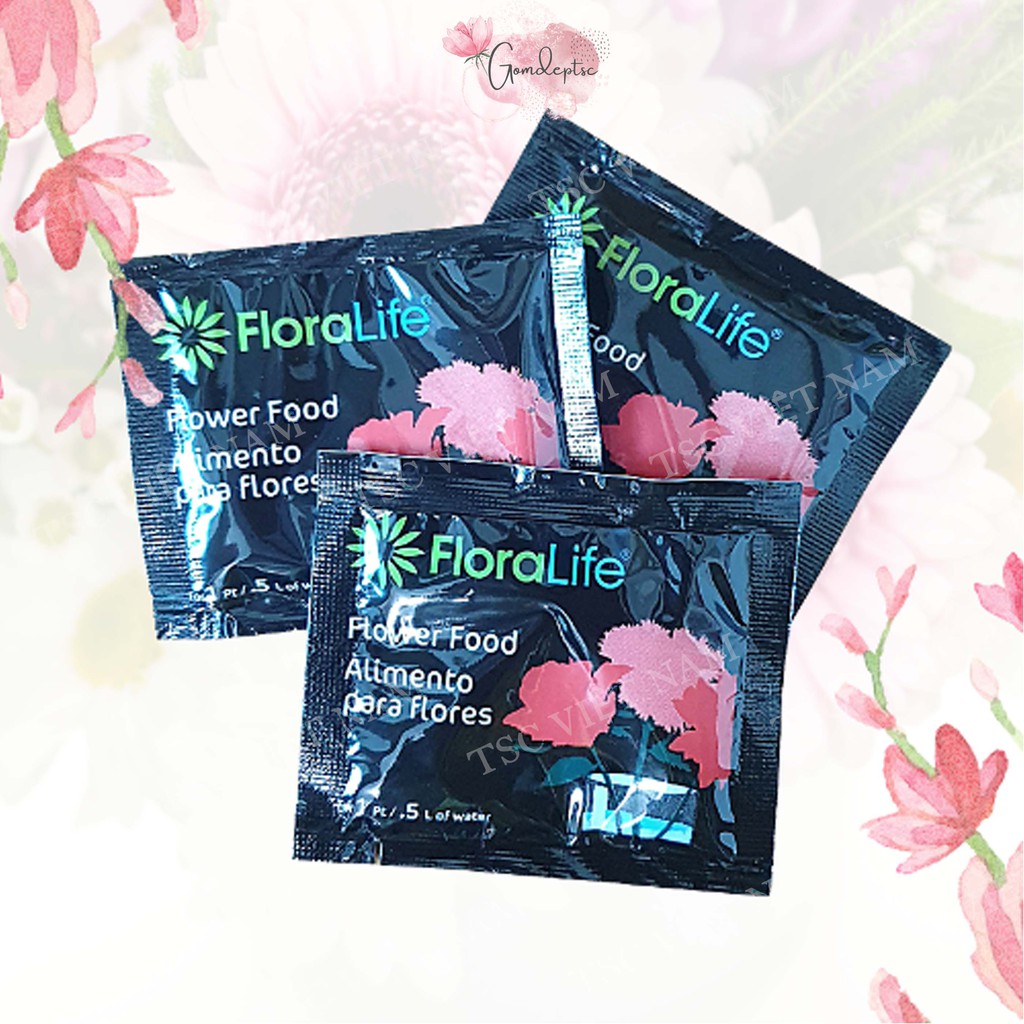 Gói Dưỡng Hoa Tươi Lâu Floralife 5g Giữ Hoa Tươi Sắc Sạch Nước Cho Bình Hoa và Xốp Cắm