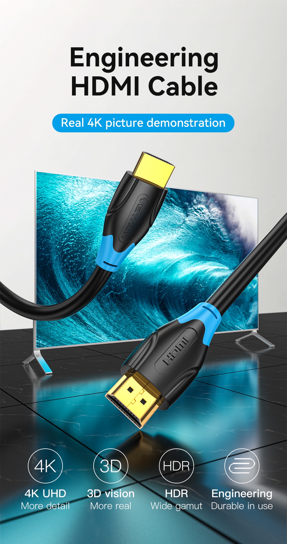 Cáp HDMI Vention chi tiết các đầu nối