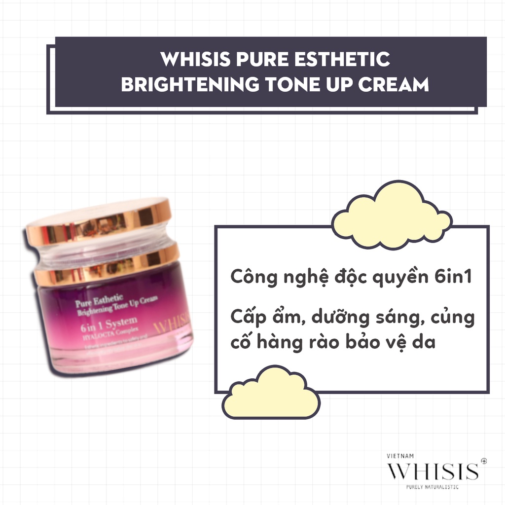 Ảnh Kem Dưỡng Ẩm Trắng Da 6 in 1 WHISIS Pure Esthetic Brightening Tone Up Cream Cấp Ẩm, Nâng Tone, Giảm Nám, Trẻ Hoá Da 50g 3