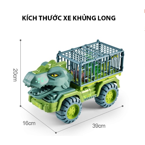 Đồ chơi xe ô tô chở khủng long BBS cỡ lớn trẻ em, bộ đồ chơi nhiều con khủng long