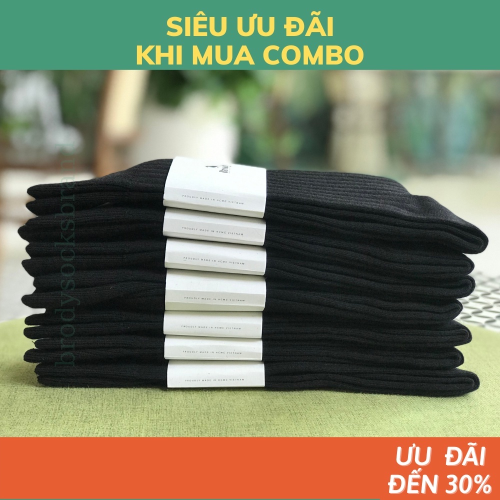 Tất nam cổ cao BRODY combo 7 đôi Cotton Combed cao cấp mang giày tây thời trang nam công sở - CB7MC