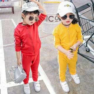Set quần áo viền sọc có khóa cho bé [Hàng mới về]
