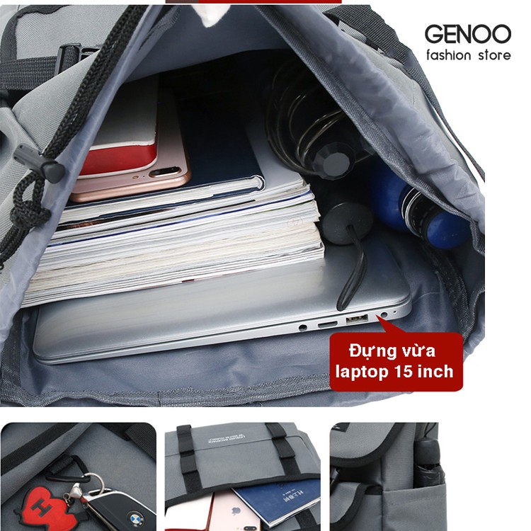 Balo Nam Vải Chống Nước Cao Cấp Balo, Cặp Đi Học Cực Chất Có Dải Phản Quang GN0019 - GENBAG