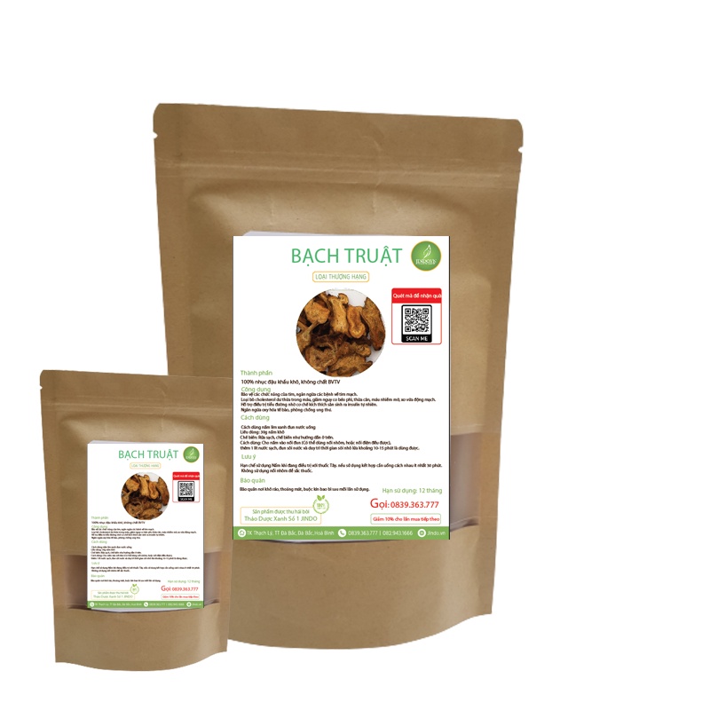 Bạch truật khô thượng hạng JINDO 1kg tác dụng hỗ trợ viêm đại tràng, tiêu hóa kém