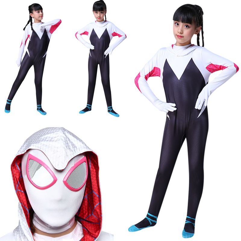 Người Nhện The Into Spider-Verse Gwen Stacy Trang Phục Trẻ Em Trang Phục Áo liền quần Cosplay