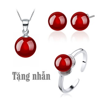 Bộ trang sức Dây chuyền Bông tai nụ tặng nhẫn BHB48