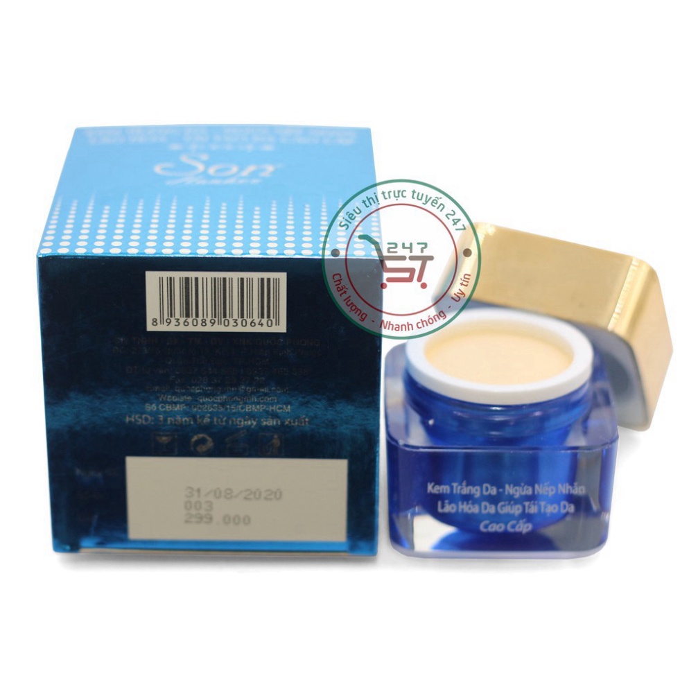 Kem dưỡng Trắng da mặt Ngừa nếp nhăn Lão hóa Tái tạo da SON nhau thai cừu Collagen 10g (Xanh dương)