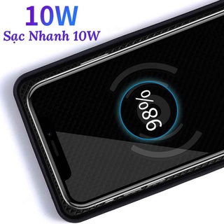 Đế sạc điện thoại không dây sạc nhanh Qi 10W có đệm chống sốc dùng trong xe hơi văn phòng