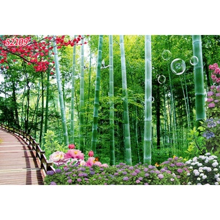 Tranh vải lụa dán tường phong cảnh thiên nhiên phòng khách, phòng ăn, phòng ngủ hình ảnh huyền bí