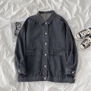 Phong Cách Hàn Quốc Nữ Trơn Áo Khoác Denim Dài Tay Rời Áo Khoác Quần Jean Ngắn
