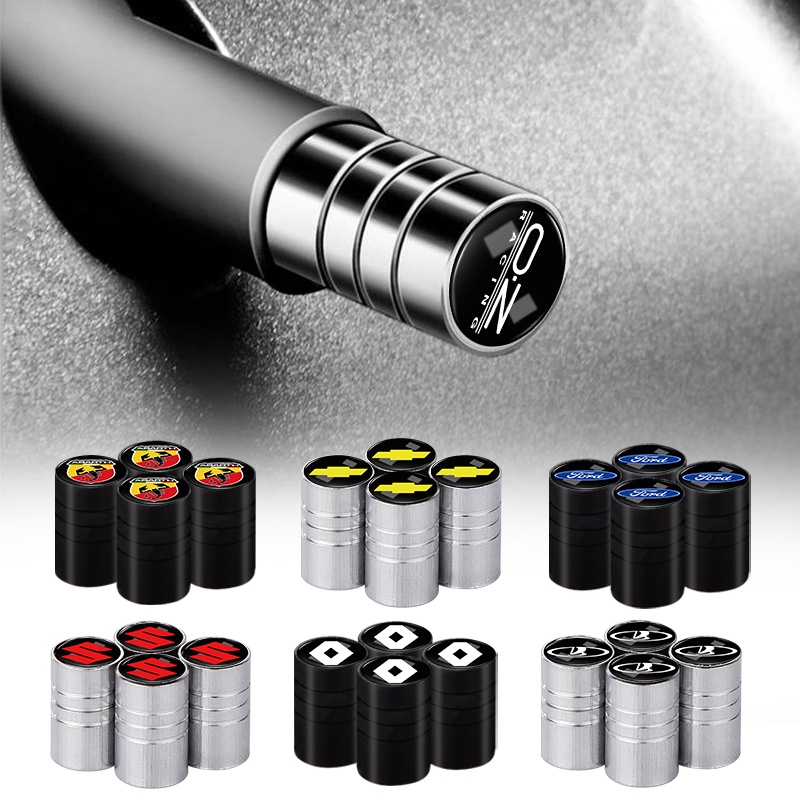 Bộ 4 Nắp Van Khí Nén Hình Trụ Màu Bạc / Đen Cho Toyota Audi BMW Honda Volkswagen