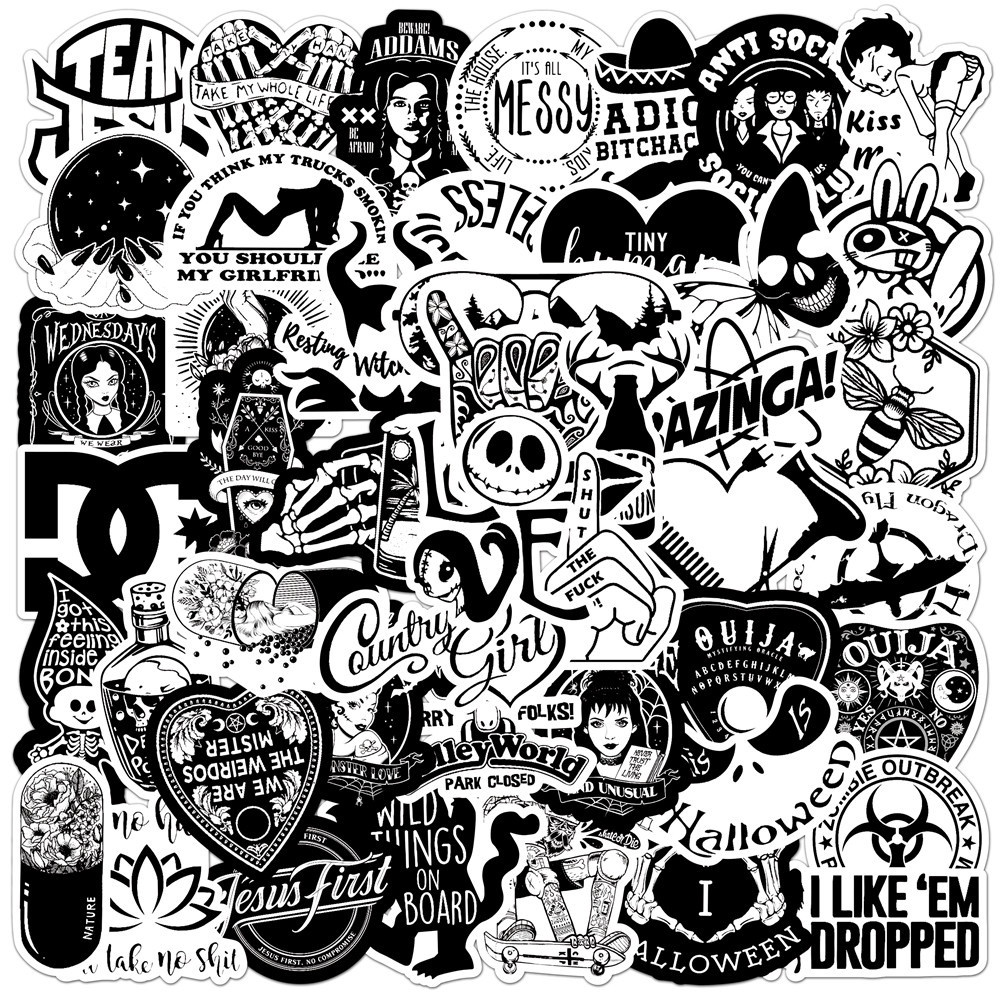 [50 Hình] Hình dán sticker phong cách đen trắng - DB.125 | Shopee Việt Nam