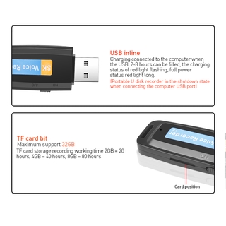 Bộ ghi âm kỹ thuật số USB di động 16GB / 32GB / 64GB Đầu ghi âm Mini chuyên nghiệp