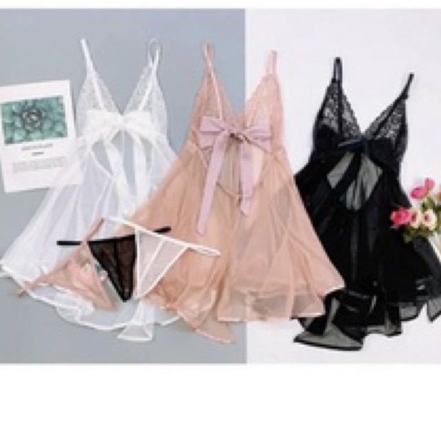 Váy ngủ sexy  voan xuyên thấu lụa mềm mịn cao cấp Đầm mặc nhà gợi cảm quyến rũ
