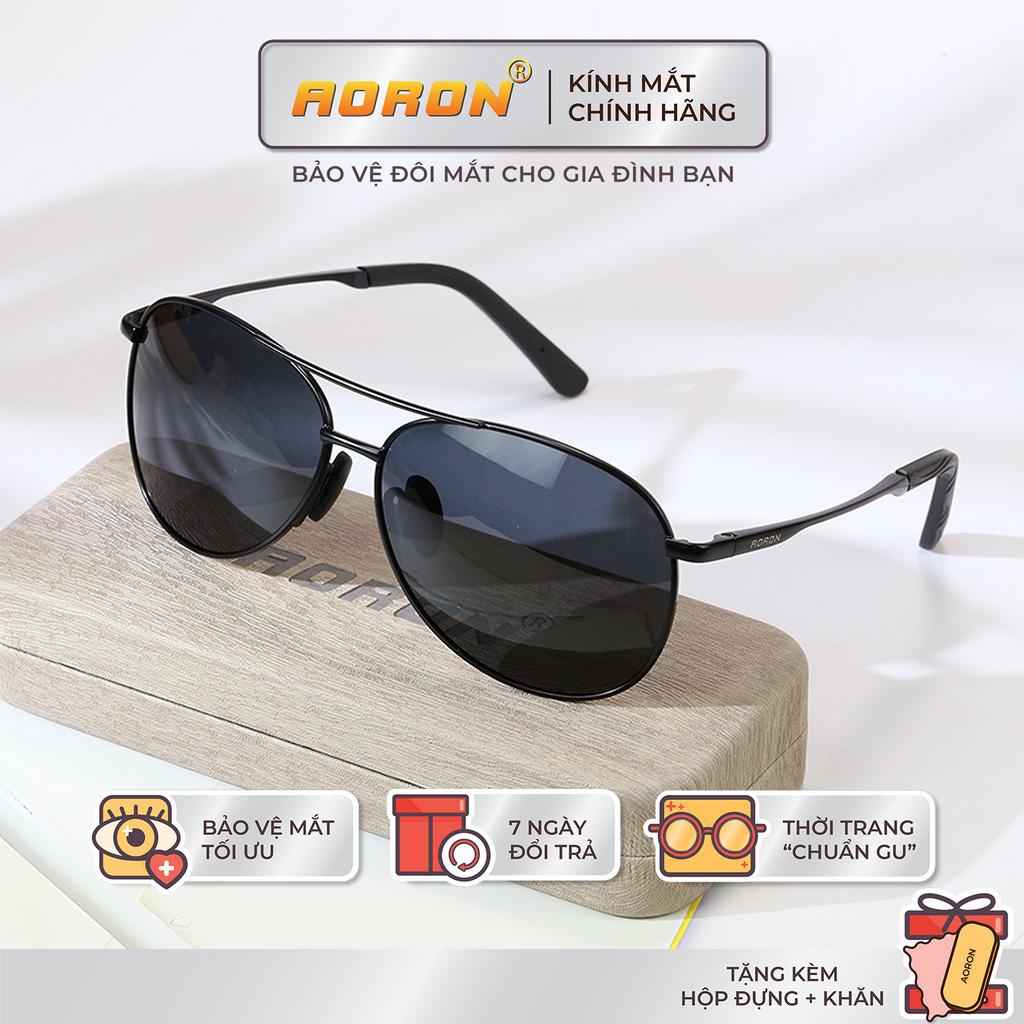 Ảnh Kính Râm Nam Thời Trang Phân Cực Chống Lóa, Chống Chói Lái Xe Đi Đêm Kiểu Dáng Phi Công AK002 - AORON 1