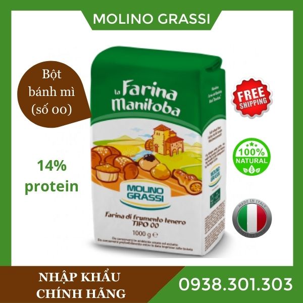 Bột làm bánh mì Manitoba Molino Grassi 1kg (bột số 00)