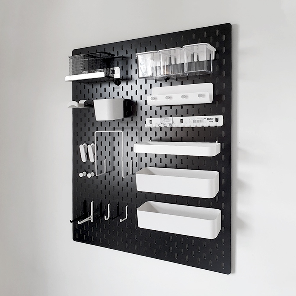 [Tặng móc và kệ treo] BẢNG CÀI TREO TƯỜNG TRẮNG / ĐEN PEGBOARD CHUẨN SIZE IKEA | BigBuy360 - bigbuy360.vn