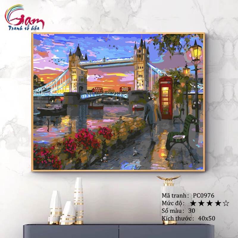 Tranh Tô Màu Theo Số Sơn Dầu Số Hóa Cảnh Đêm Nước Anh Tháp Đôi Pc0976 |  Shopee Việt Nam