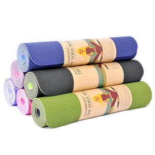 Thảm Tập Yoga Chống Trượt 2 Lớp Dày 6mm Chất Liệu Cao Su Non TPE Cao Cấp YOGA CAT