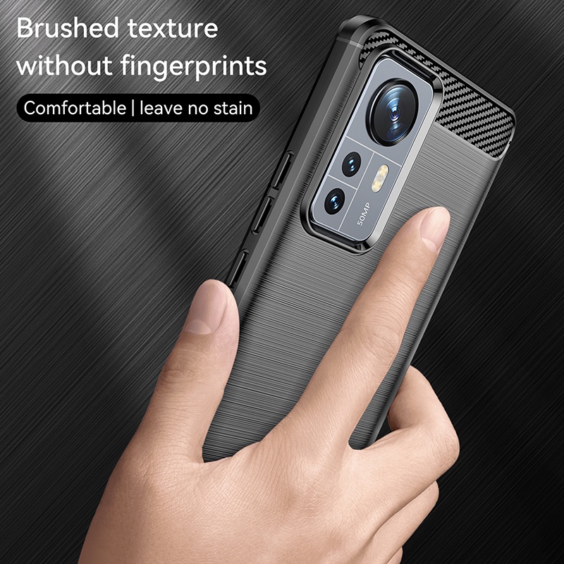 Dành cho Xiaomi 12 / 12 Pro Kết cấu chải siêu mỏng Vỏ TPU mềm chống sốc
