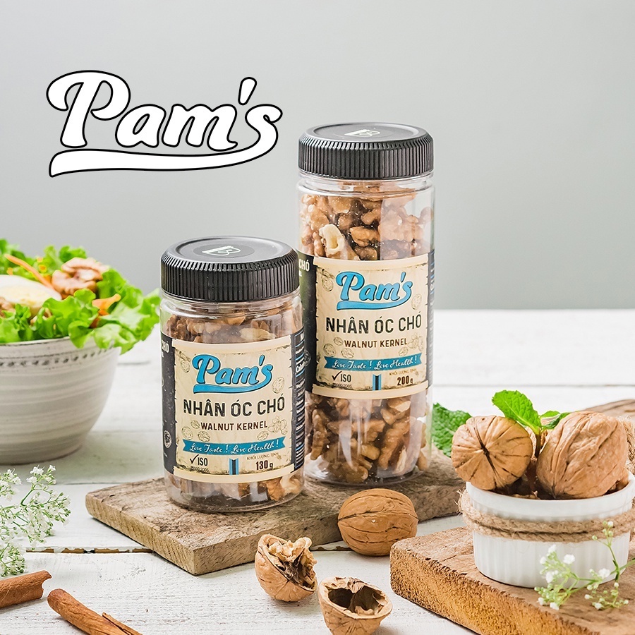 Combo Mẹ Bầu - Nhân Hạt Óc Chó 200g/hũ + Hạt Dẻ Cười Không Tẩy Trắng 250g/hũ Pams
