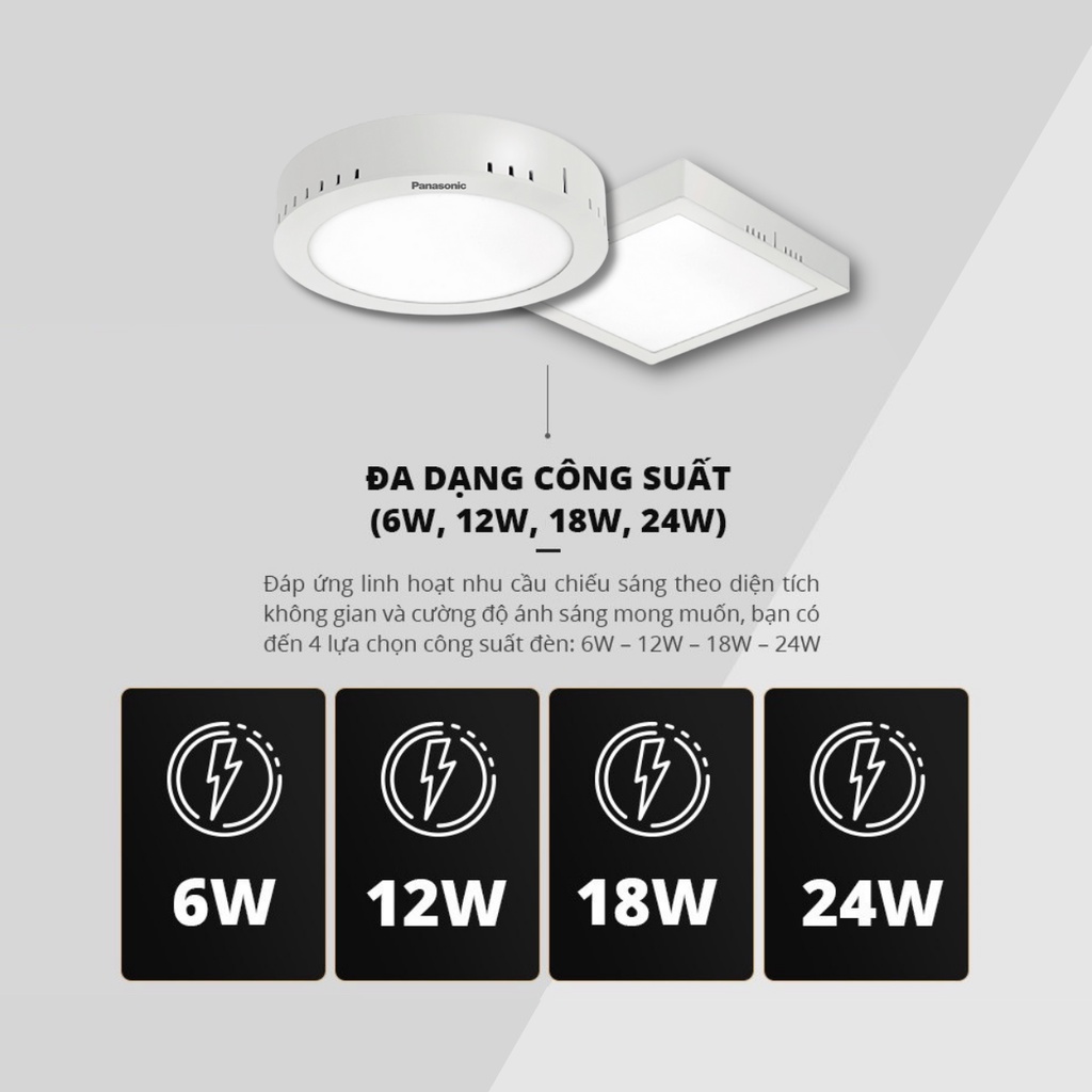 Ảnh Đèn ốp trần nổi Vuông Panasonic Surface Mounted Công suất 6W,12W,18W,24W 4