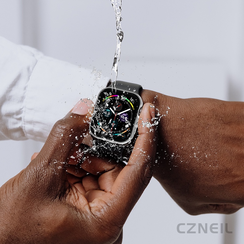 Vỏ bọc chống nước toàn diện tích hợp màng cường lực chống trầy xước cho Apple Watch SE3 S11 SE S10 S9 S8 SE S7 S6 S5 46mm 45mm 44mm 41mm 42mm 40mm Vỏ Iwatch