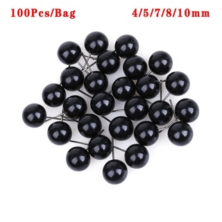 Risedot 100 Cái / túi Kính Đen Mắt Quà Tặng Giáng Sinh Nhựa 4 / 5 / 7 / 8 / 10 Mm Gấu Kim nỉ