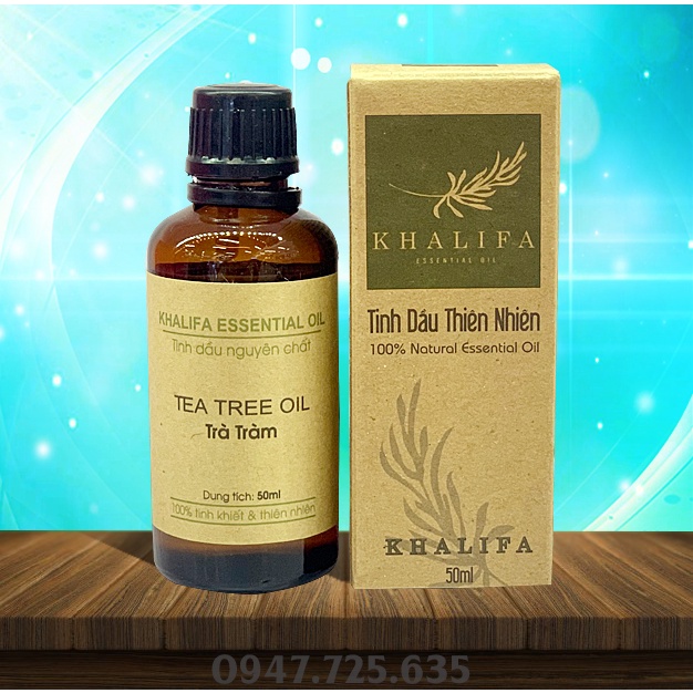 Tinh Dầu Trà Tràm Nguyên Chất Khalifa 50ml Tốt Cho Da Giảm Stress Khử Mùi Chống Say Xe Hàng Chính Hãng