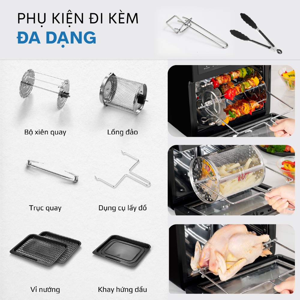 Nồi Chiên Không Dầu 12 lít FujiHome A12D, công suất 1800W, điều khiển điện tử, phủ inox cho thức ăn không bám mùi nhựa
