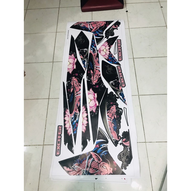 Tem rời exciter 150 Cá chép - hoa sen hồng Mẫu mới cho xe đen | Shopee ...